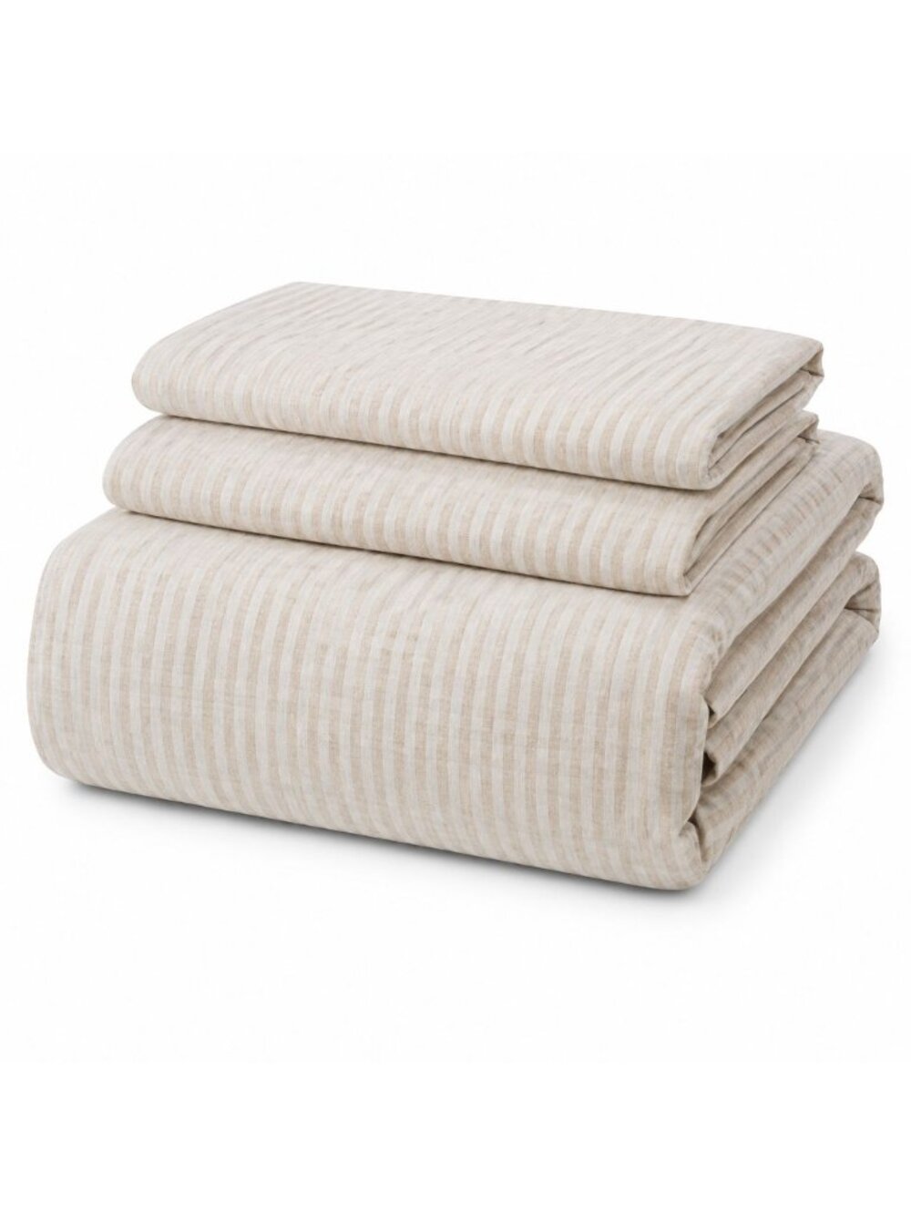 S34 | Quince European Linen Duvet Cover Set King Cal King Natural/White Stripe N - Picture 4 of 13
